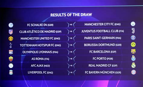 champions league fixtures